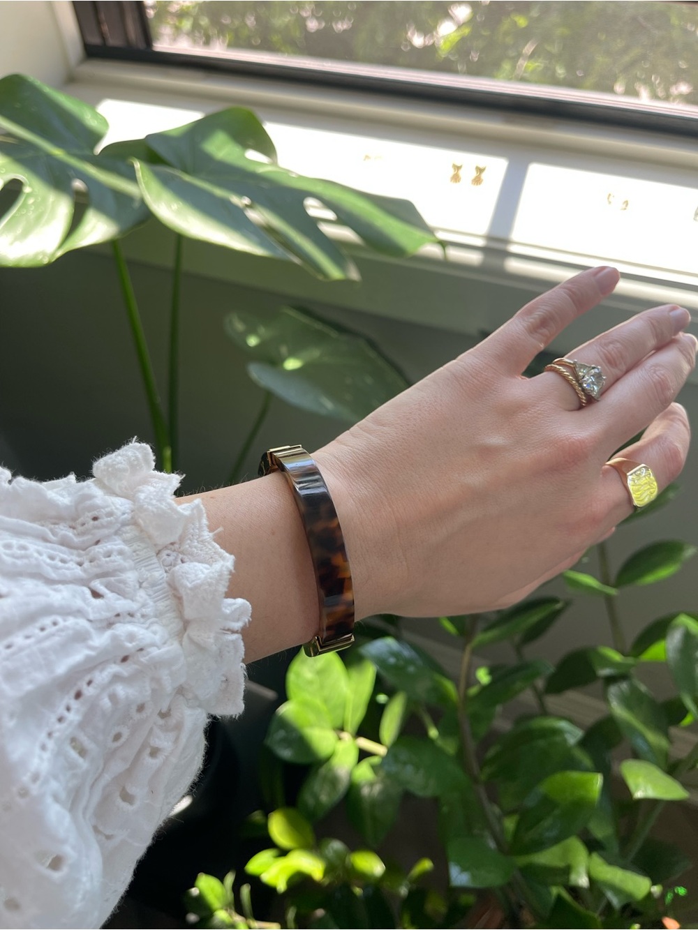 Michael Kors Brown Tortoiseshell Hinge Cuff Bracelet